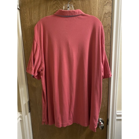 CLAIBORNE Cotton 1/4 Zip Neck Short Sleeve Polo Shirt XLT Pink Blue Fold Trim - Picture 7 of 11